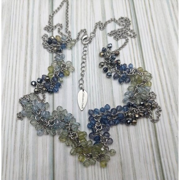 Coldwater Creek Silver Tone Long Station Chain Necklace Blue Ombre Crystal 36" - Picture 9 of 10